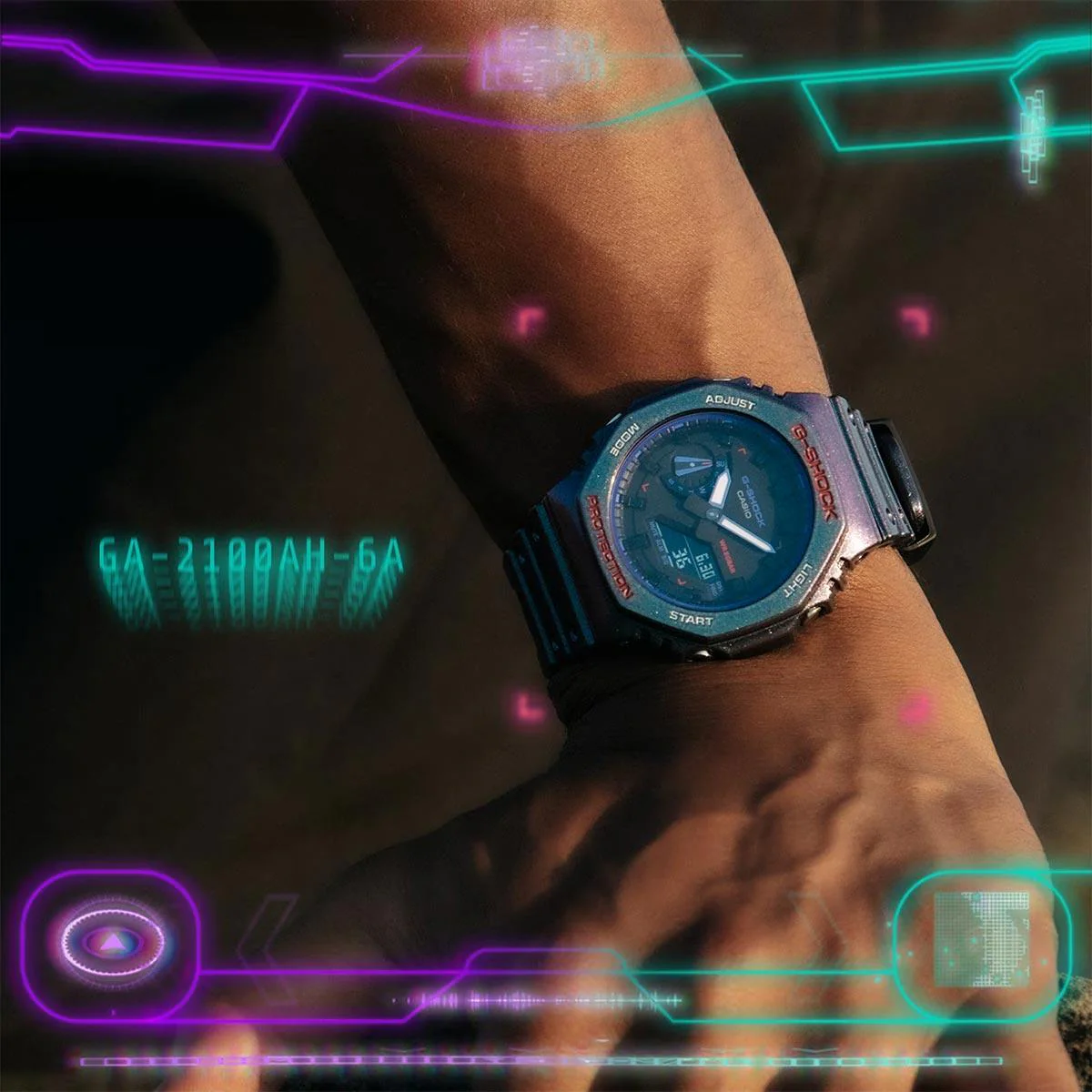G-Shock Purple Green Polarised GA-2100AH-6A - Image 3